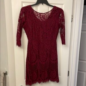 Elegant Burgundy Lace Dress